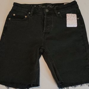 We The Free Bermuda Frayed Hem Denim Shorts Blk 25